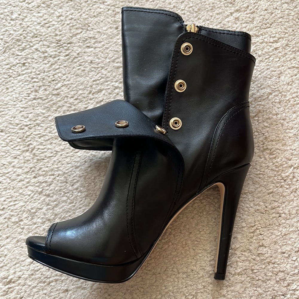Bcbgeneration Peep Toe Leather Platform Booties 6… - image 6